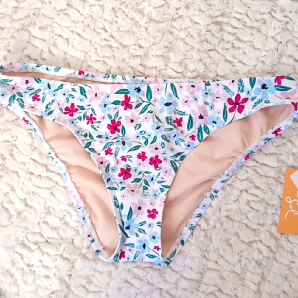 Kona Sol Women's Bikini Bottom Hipsters Floral Print Size M